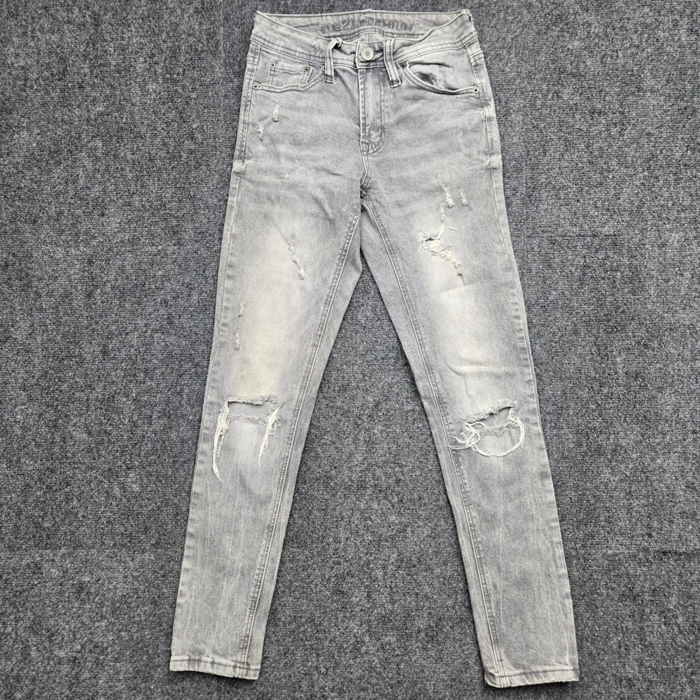 Rue21 Premium Supreme Flex Distressed Skinny Jeans Gray Mens Size 26x30